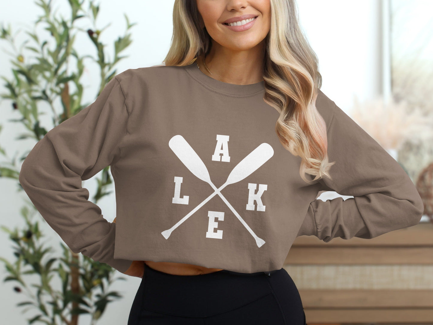 A Lake With Crossed Paddles Graphic Long Sleeve T-Shirt