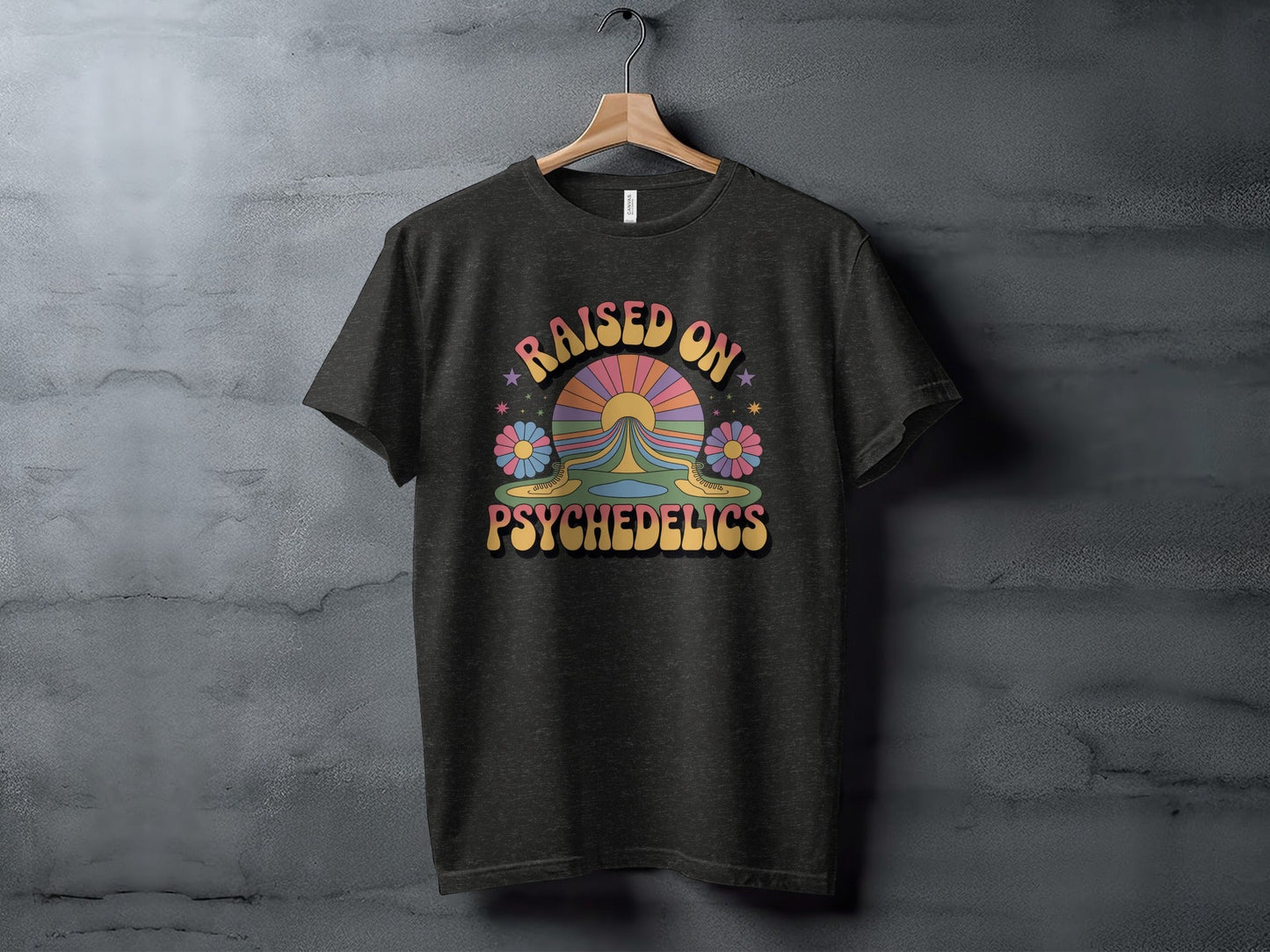 Raised On Psychedelics Retro Groovy Hippie Style T-Shirt