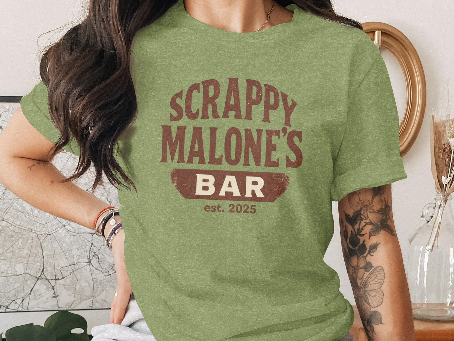 Scrappy Malone's Bar Est 2025 Vintage Logo T-Shirt - Retro Pub Graphic Tee
