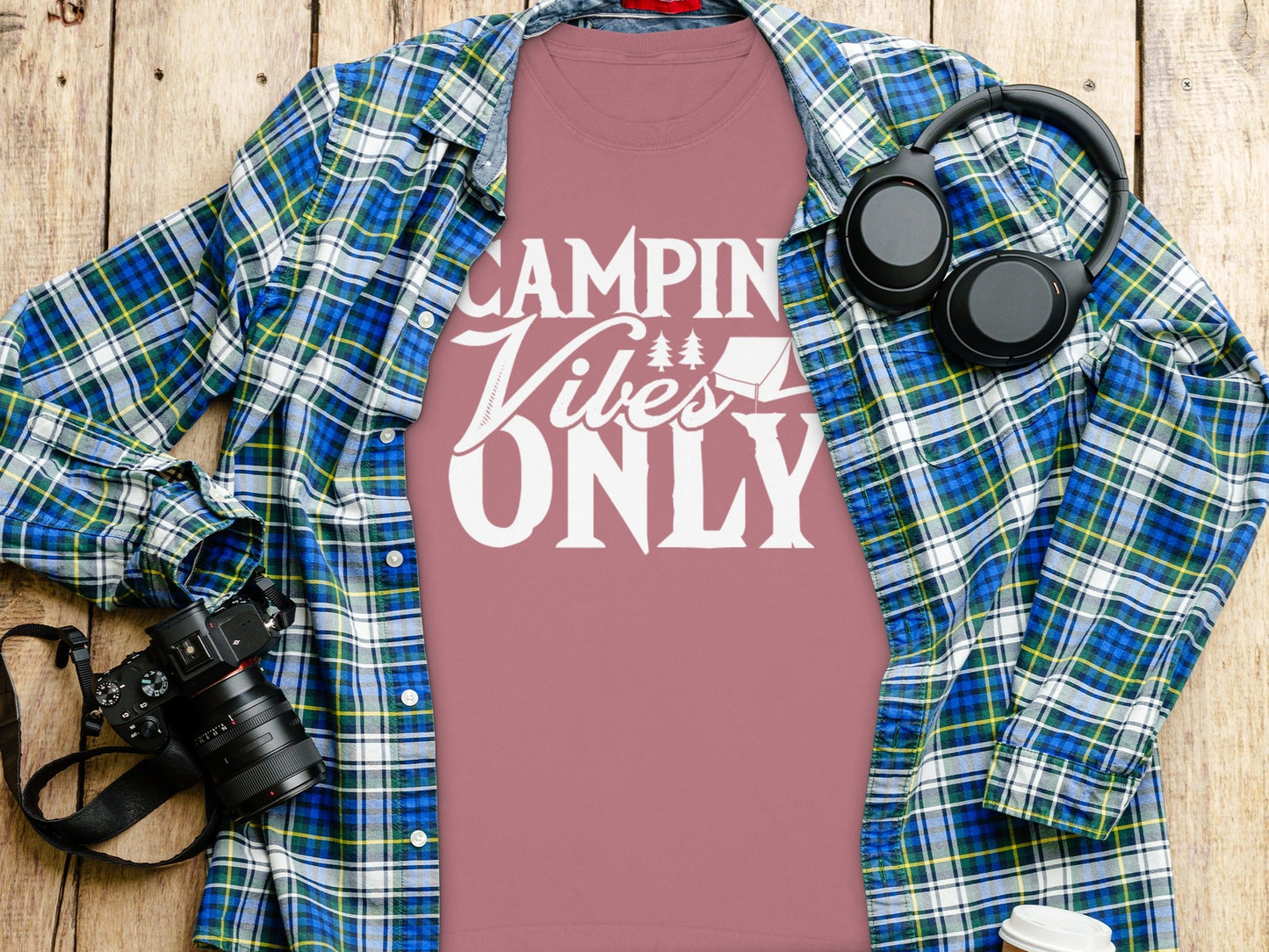 Camping Vibes Only With Tent Graphic Summer Fun Long Sleeve T-Shirt