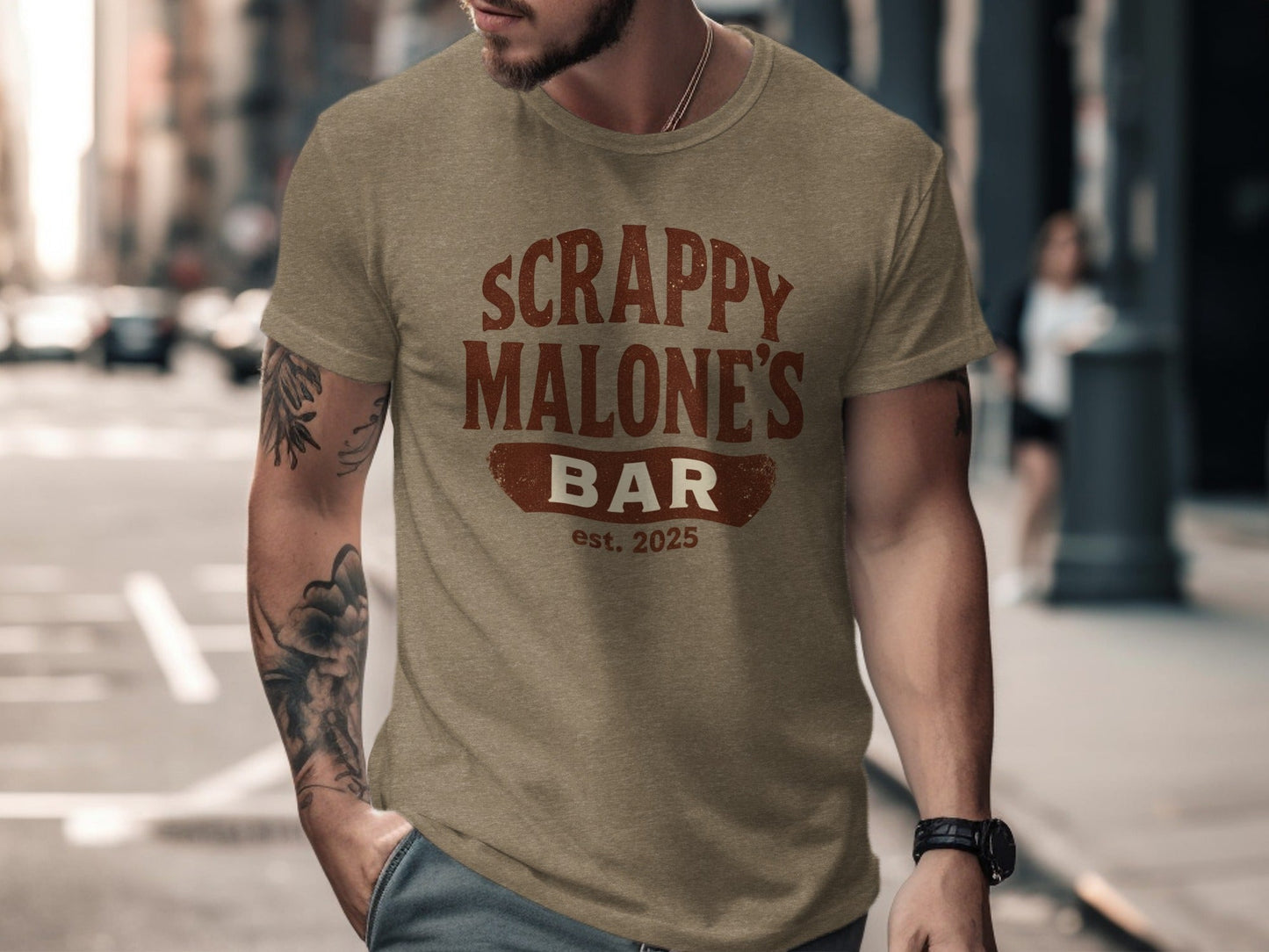 Scrappy Malone's Bar Est 2025 Vintage Logo T-Shirt - Retro Pub Graphic Tee