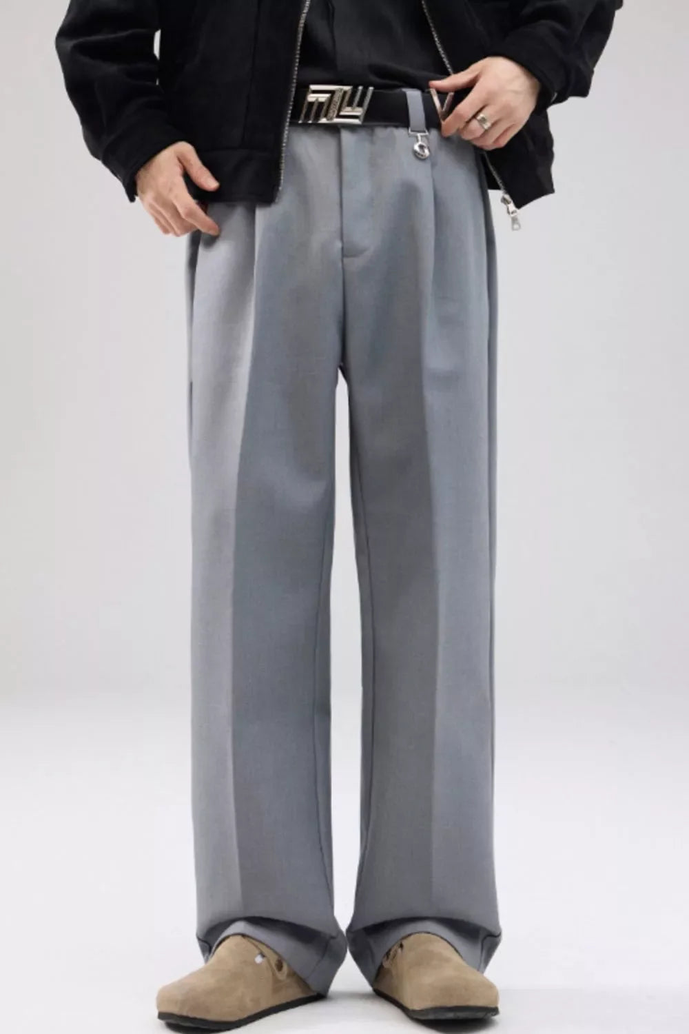 Men's Full Size Wide Leg Pleated Pants Plus Size