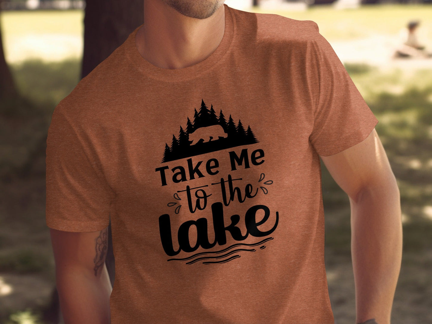 Take Me To the Lake Bear and Trees Design T-Shirt