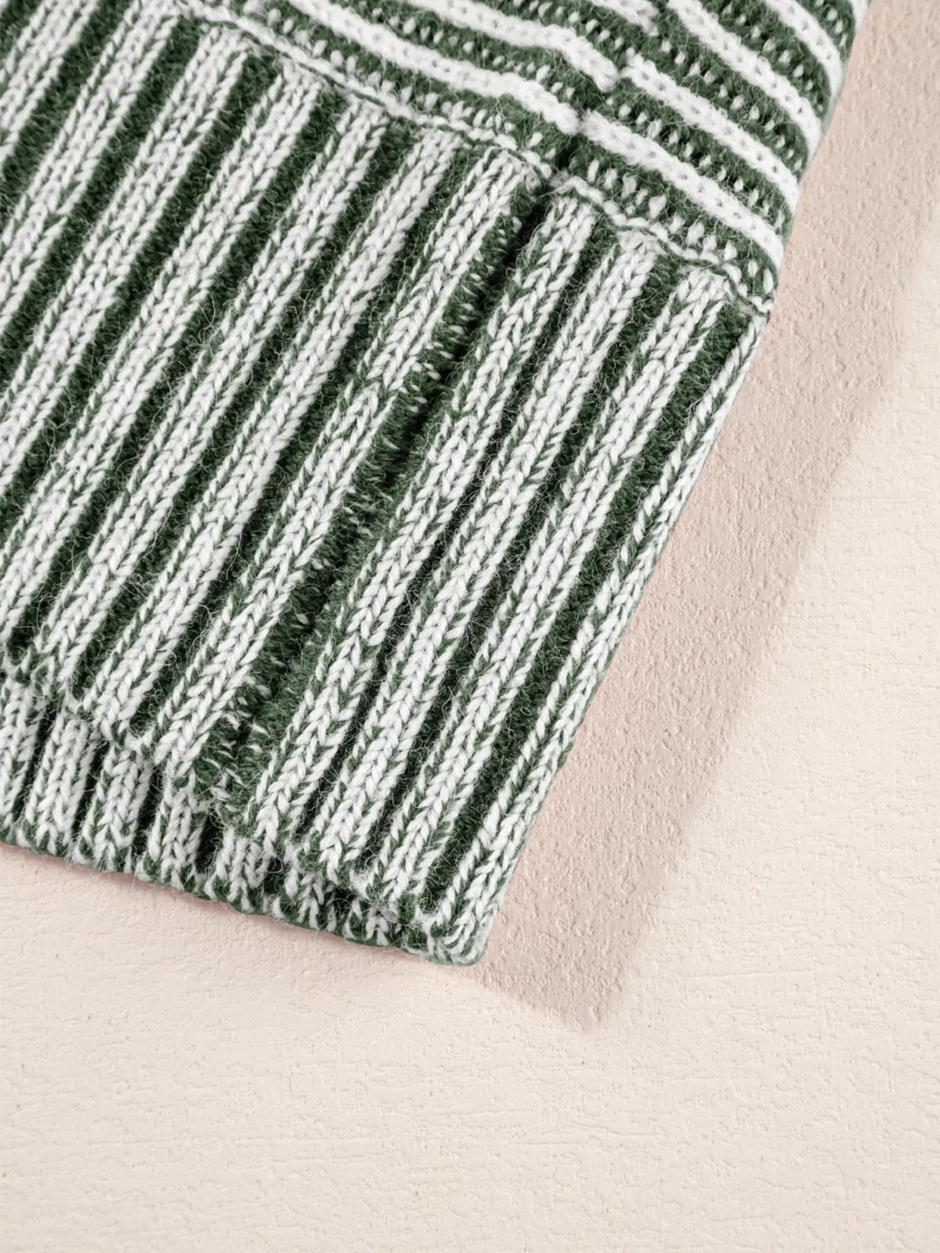 Striped Ribbed Knit Boat Neck Baggy Sweater