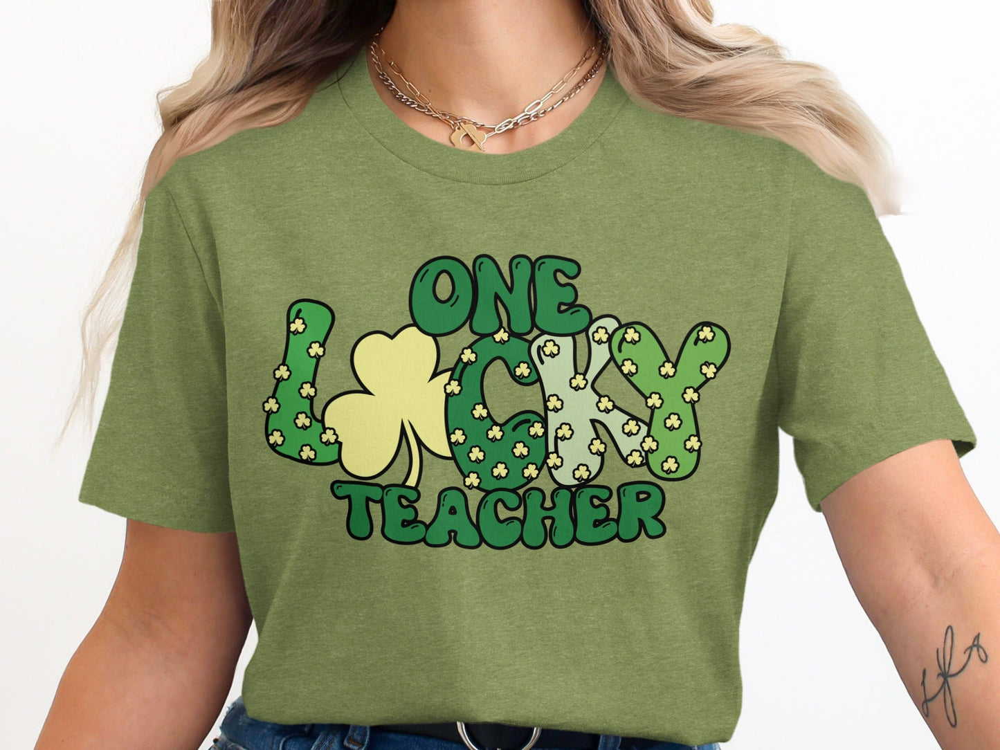One Lucky Teacher Saint Patricks Day Cute Graphic T-Shirt