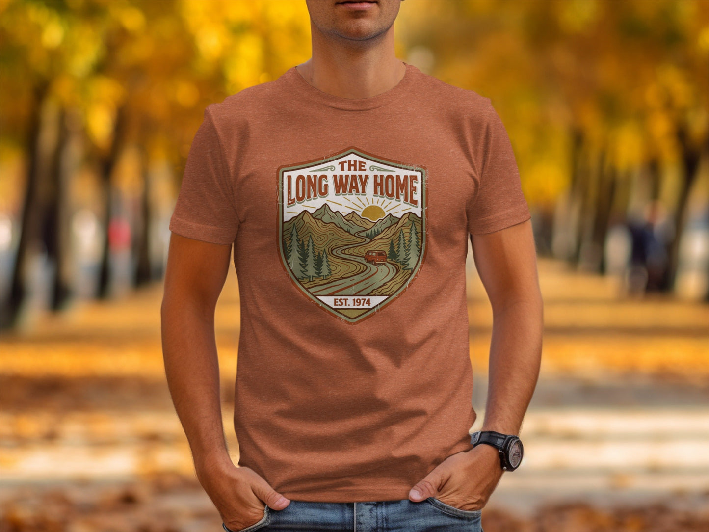 Rugged The Long Way Home - Vintage Adventure Wilderness Shirt