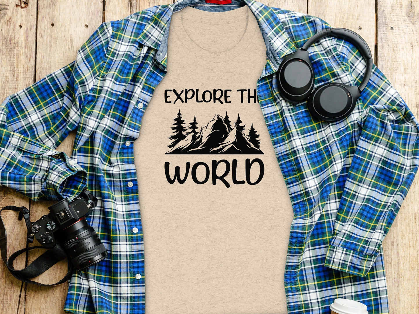 Explore The World Mountain Silhouette Hiking Adventure T-Shirt