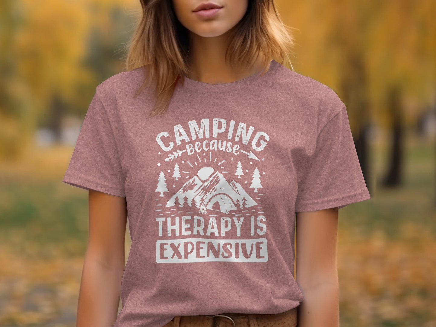 Camping Because Therapy Is Expensive Graphic T-Shirt