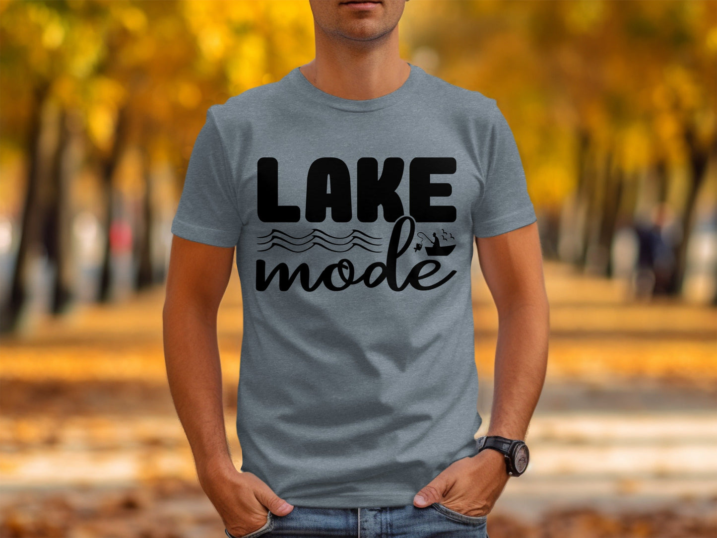 Lake Mode With Fishing Design Graphic Great Outdoors T-Shirt