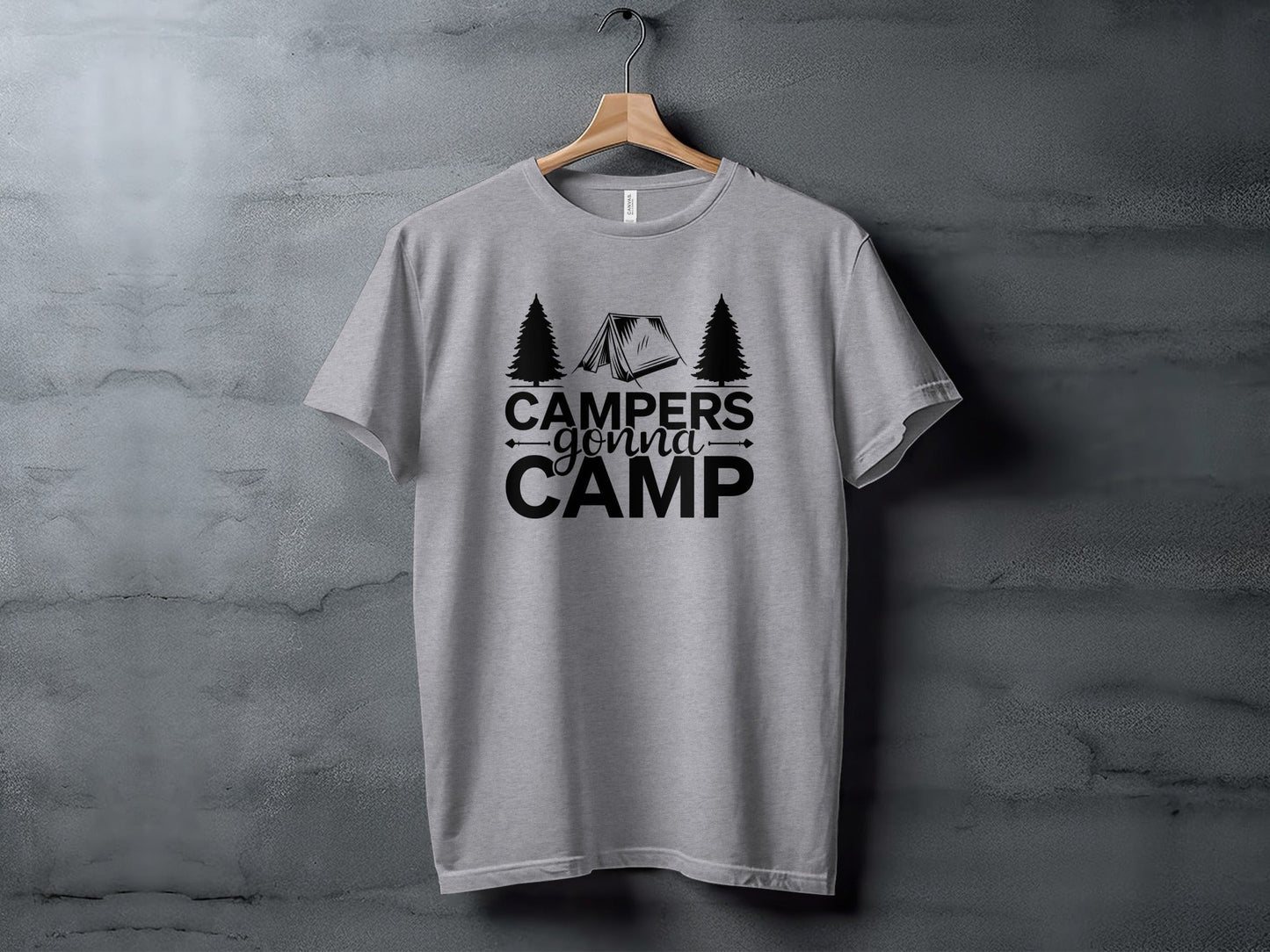 Campers Gonna Camp Tent and Trees Design Graphic T-Shirt