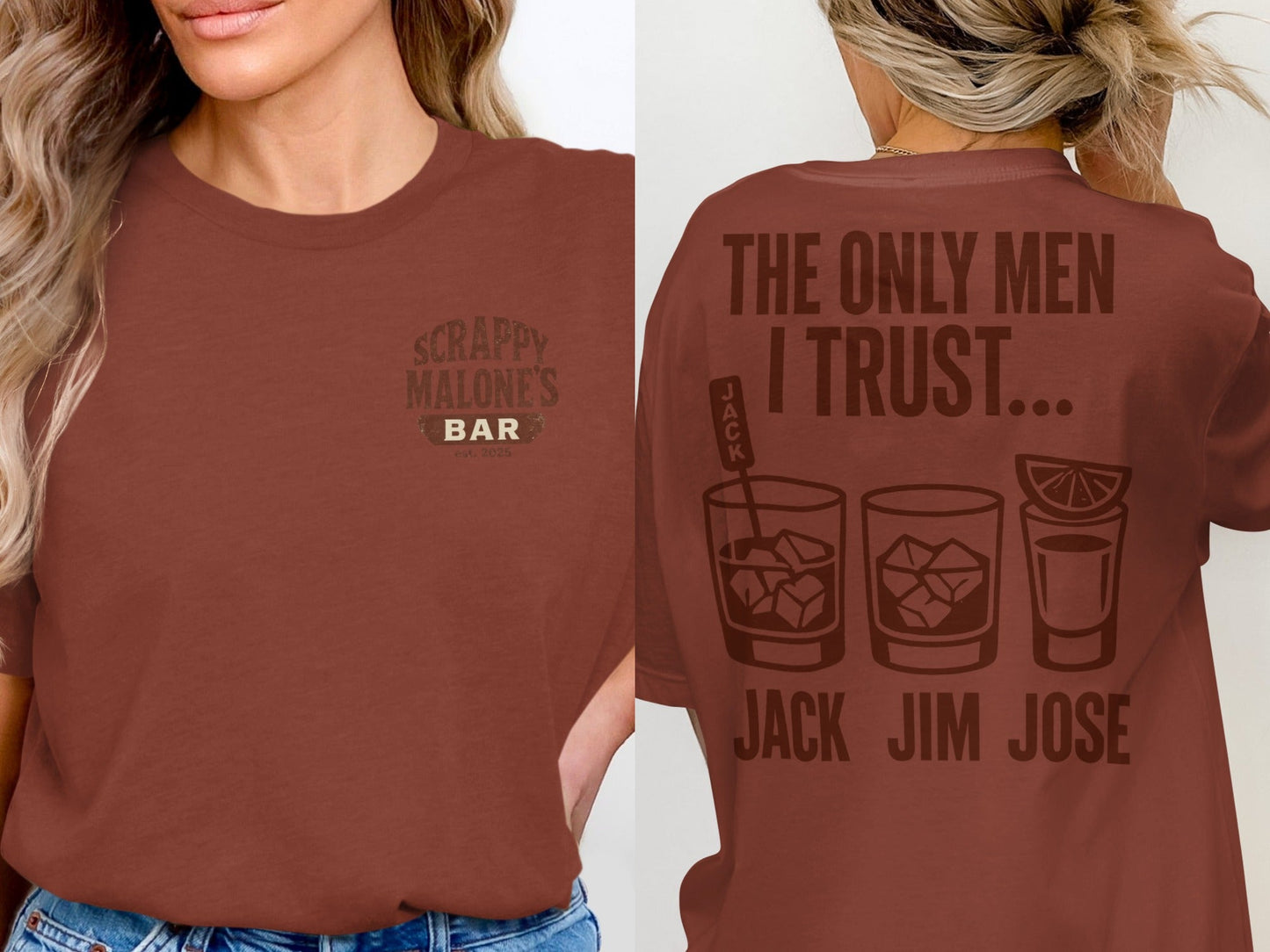 The Only Men I Trust Jack Jim Jose Funny Drinking T-Shirt