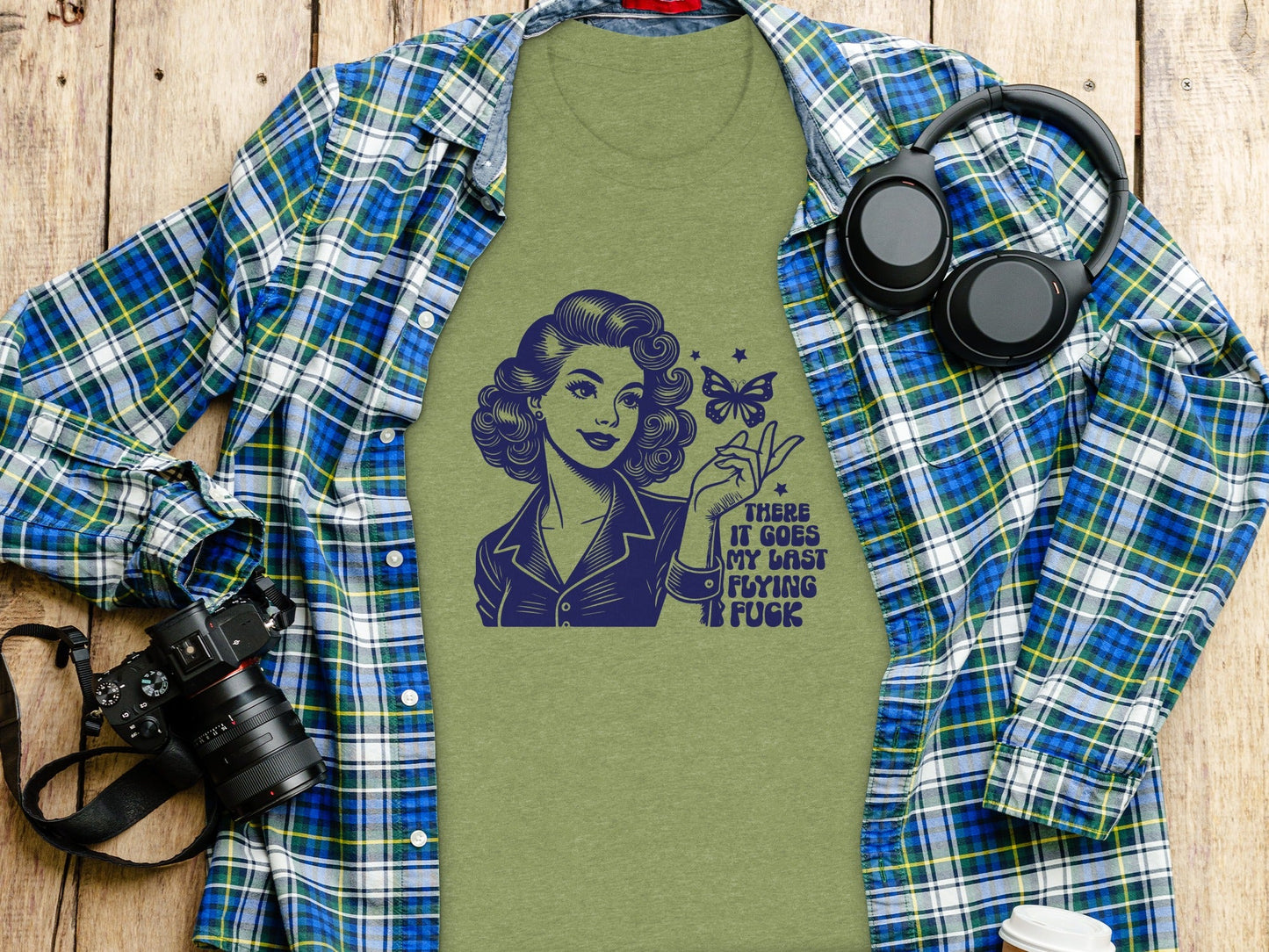 Retro Girl Butterfly Last Flying F Word Phrase T-Shirt