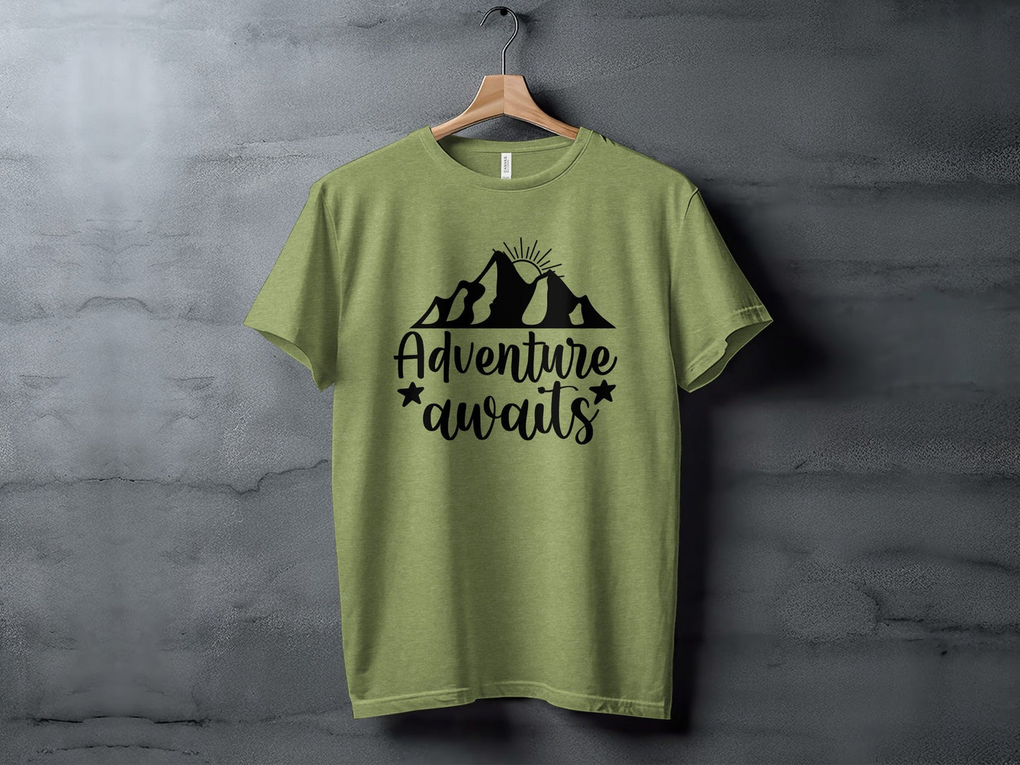 Adventure Awaits with Mountain and Star Graphic T-Shirt