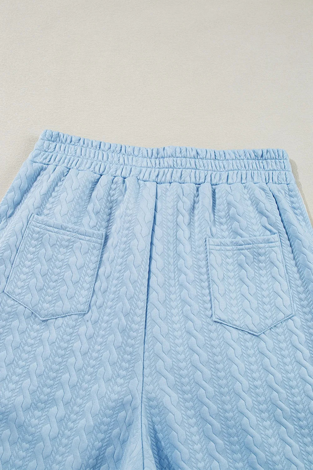 Textured Contrast Edge Top and High Waist Pants Set