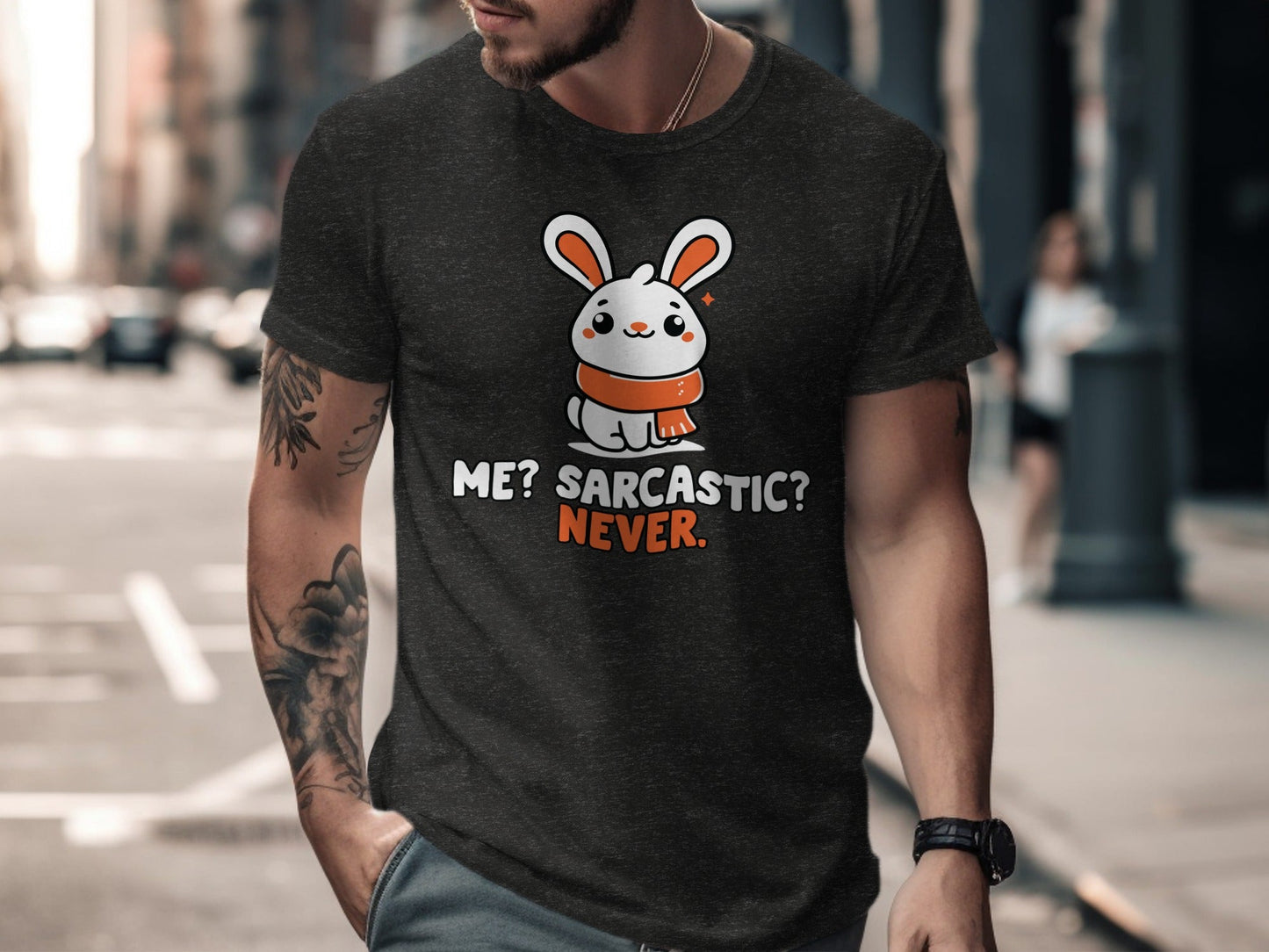 Sarcastic Bunny With Scarf Rabbit Cute Animal T-Shirt