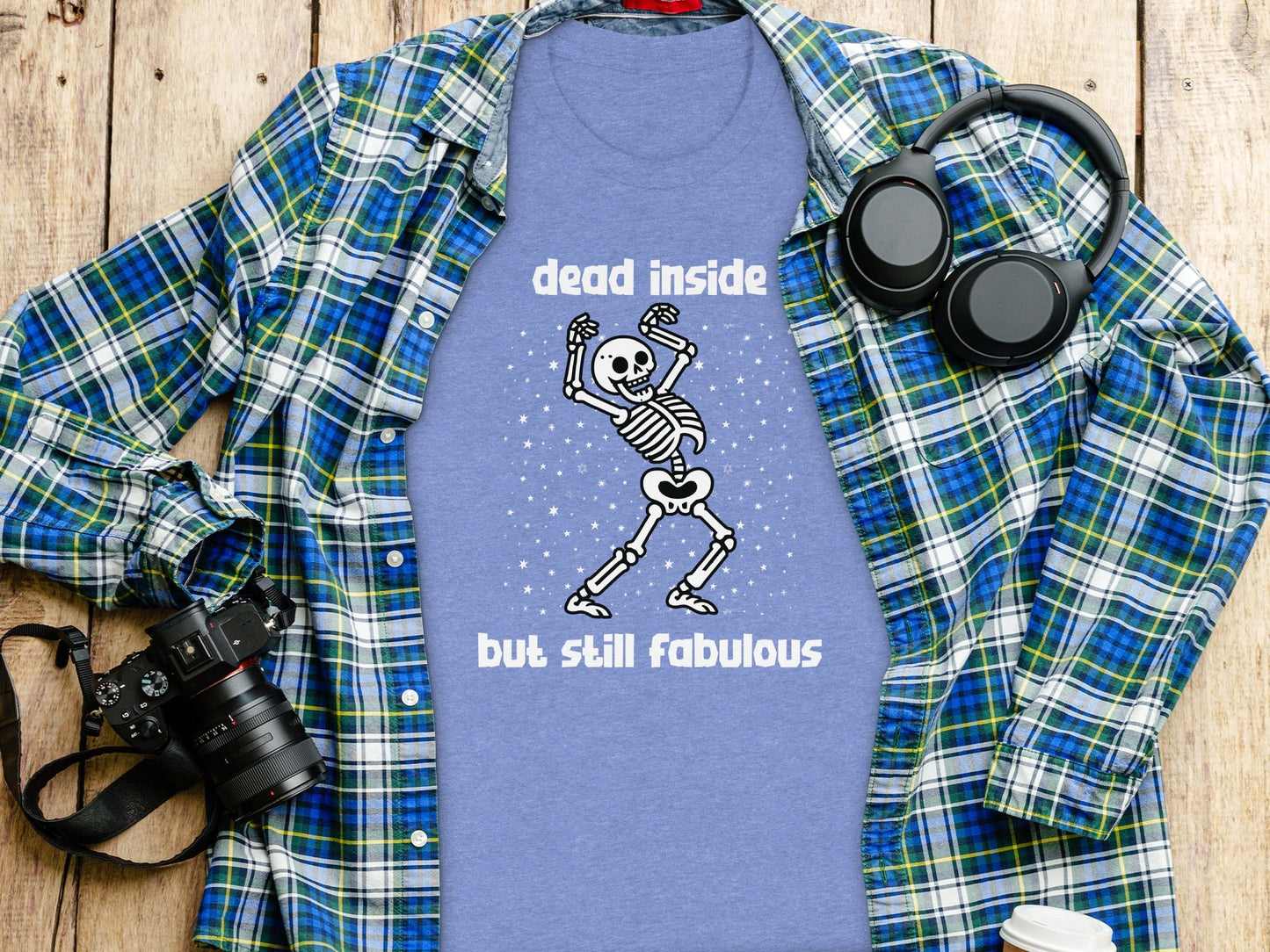 Dead Inside But Still Fabulous Skeleton Graphic T-Shirt