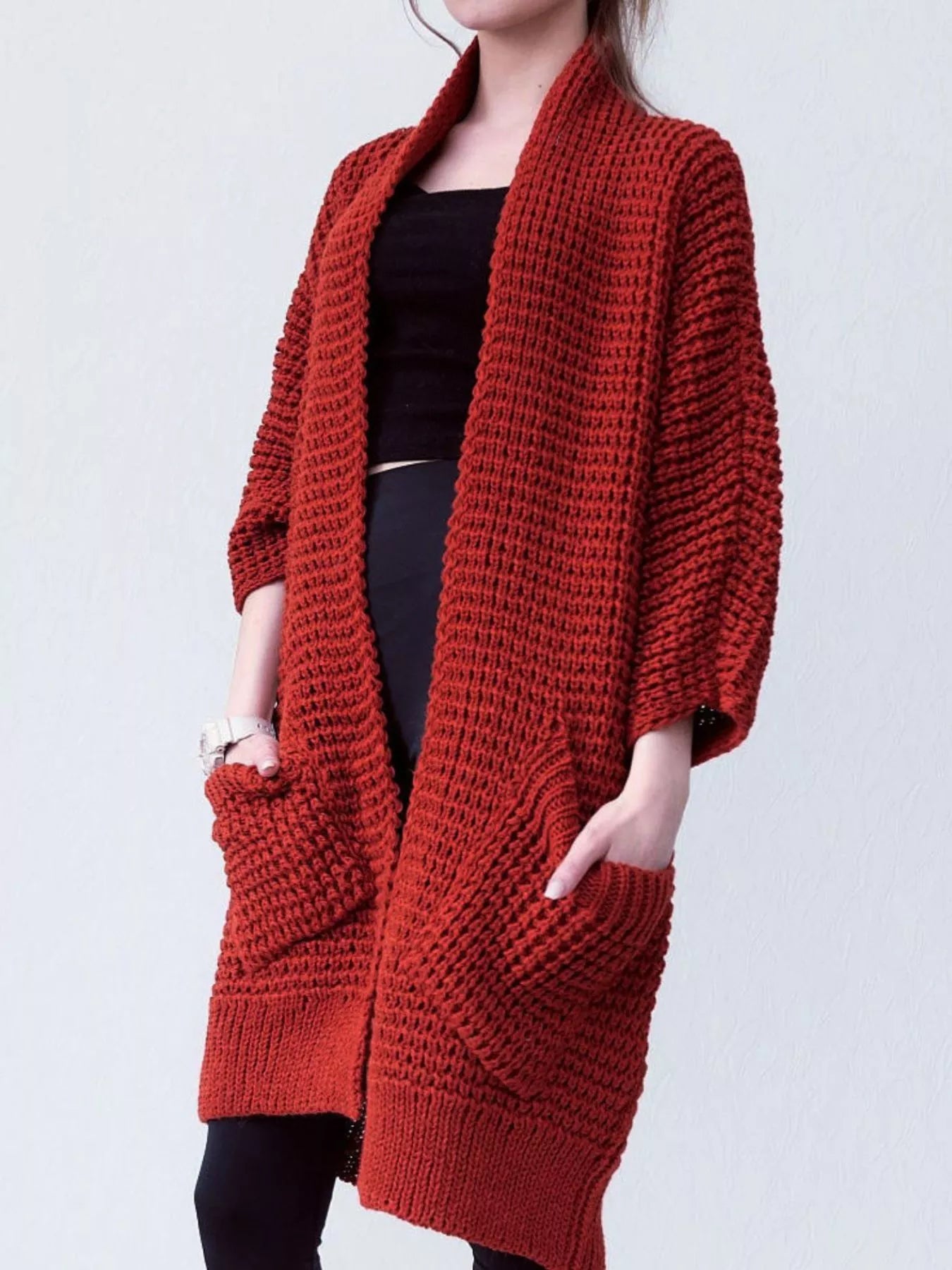 Full Size Chunky Knit Open Front Cardigan Plus Size