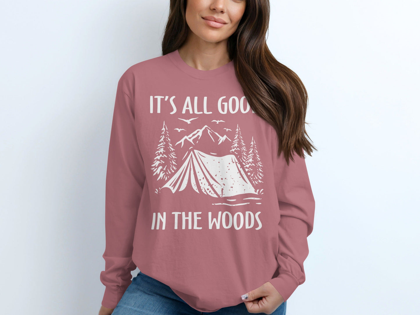It's All Good In The Woods Camping Illustration Long Sleeve T-Shirt