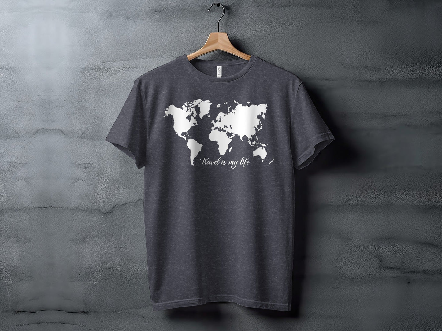 World Map Travel is My Life Graphic Design T-Shirt