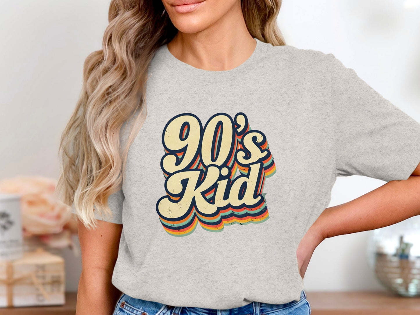 Retro 90s Kid Layered Text Design Trendy Cool Style T-Shirt