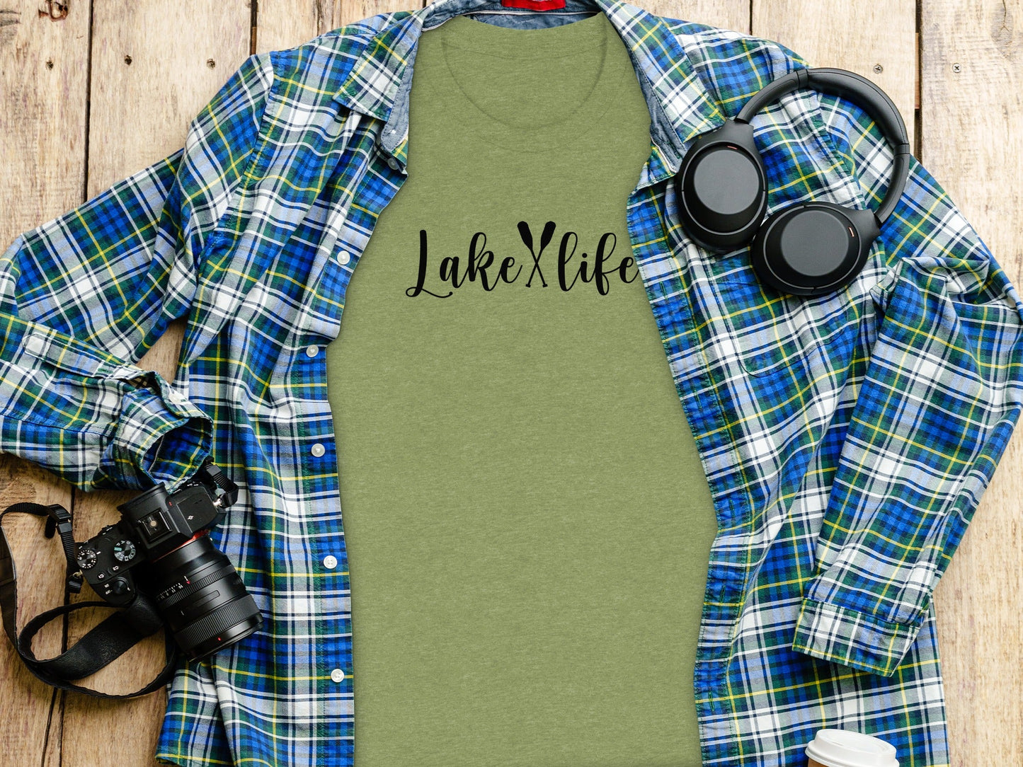 Lake With Crossed Paddles Graphic Design Lake Life T-Shirt
