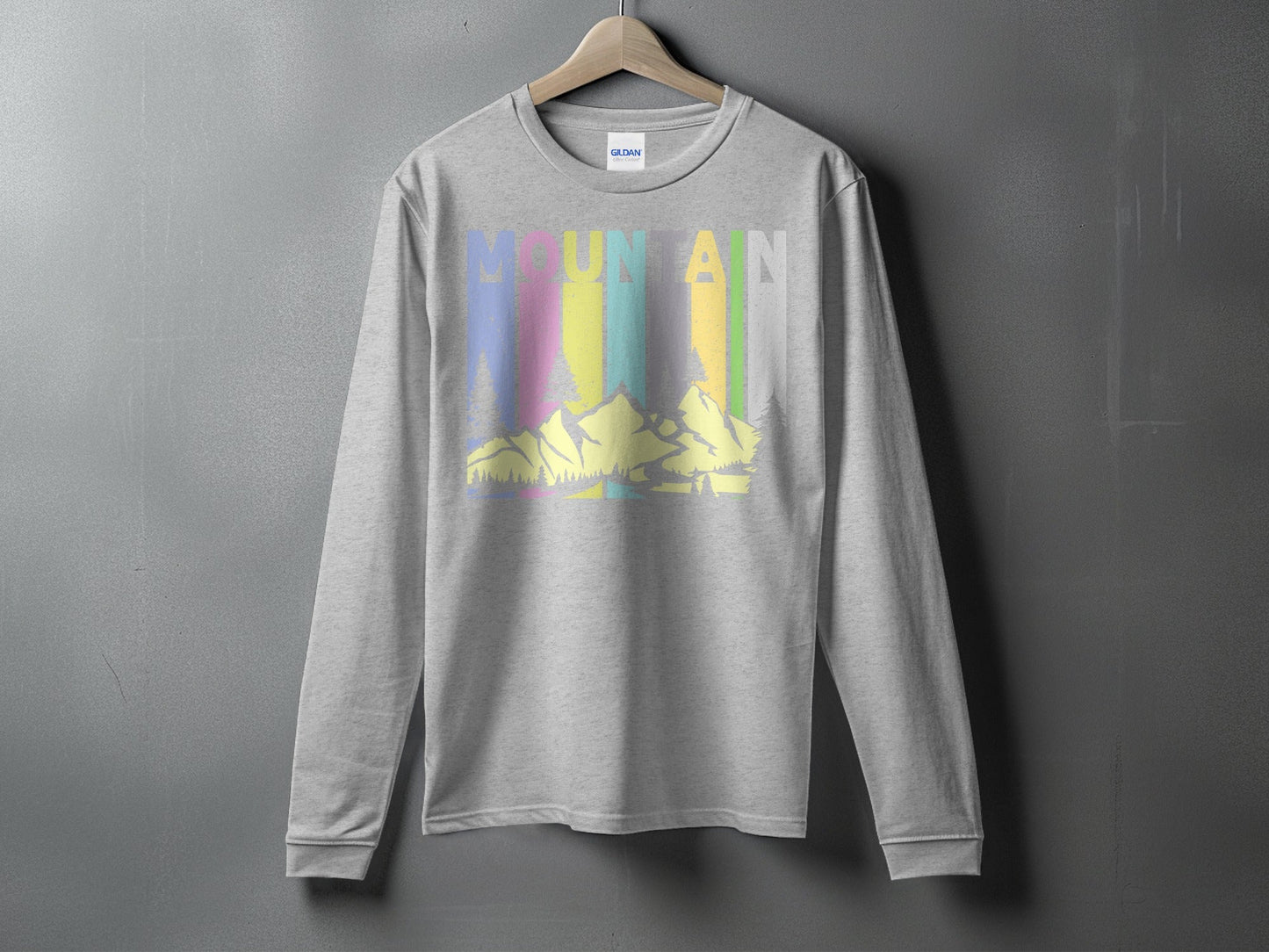 Colorful Mountain Scenery Graphic T-Shirt Long Sleeve T-Shirt