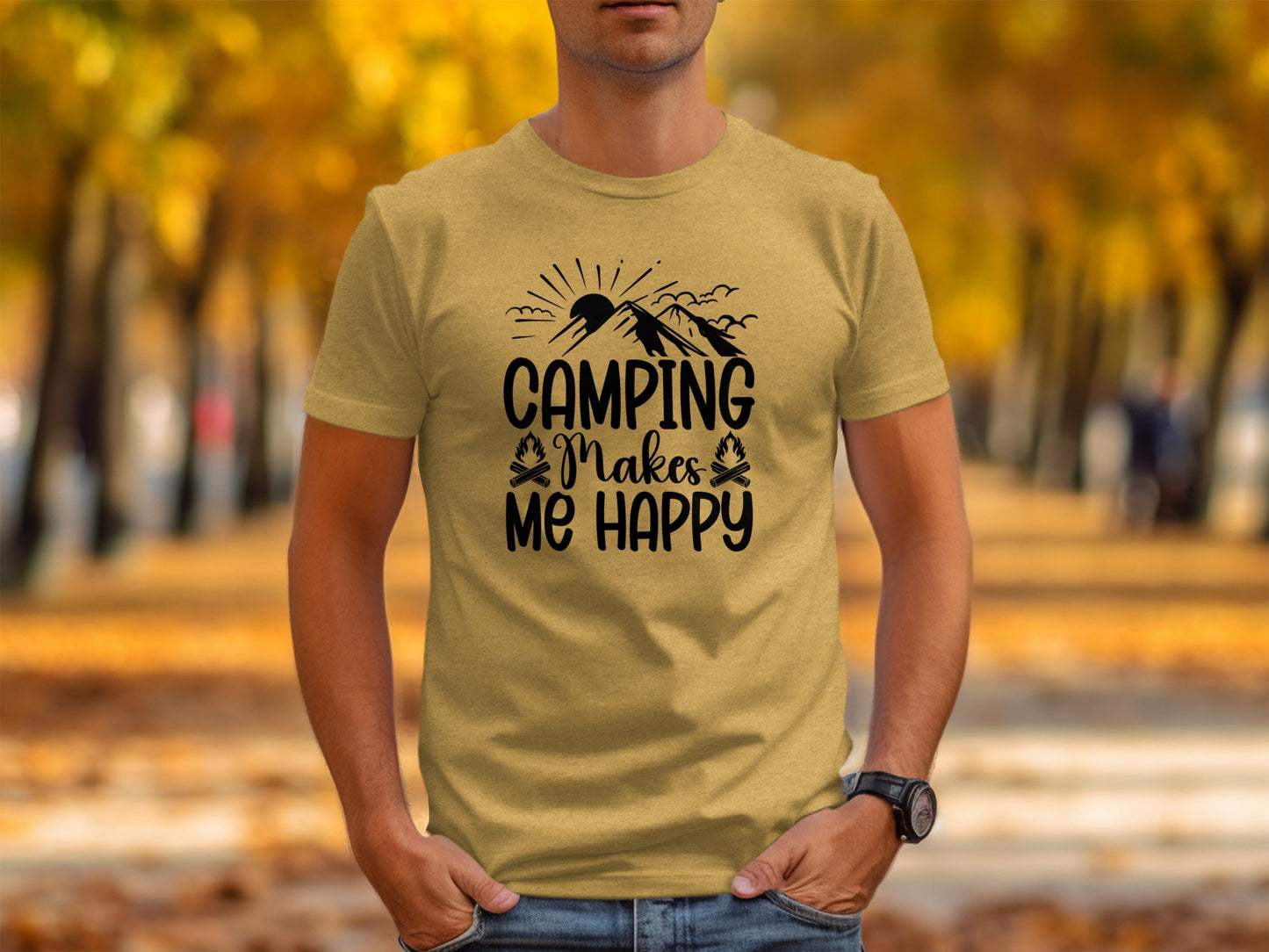 Camping Makes Me Happy Outdoor Adventure Graphic T-Shirt