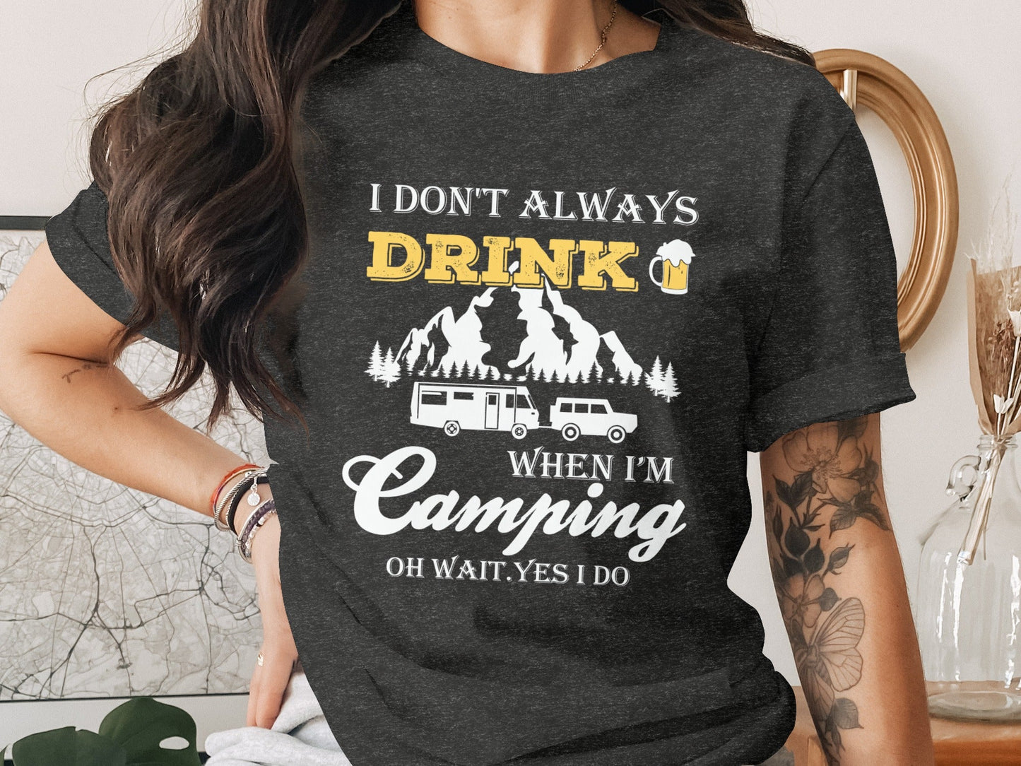 Camping Trip Funny Drinking Quote Graphic Adventure T-Shirt