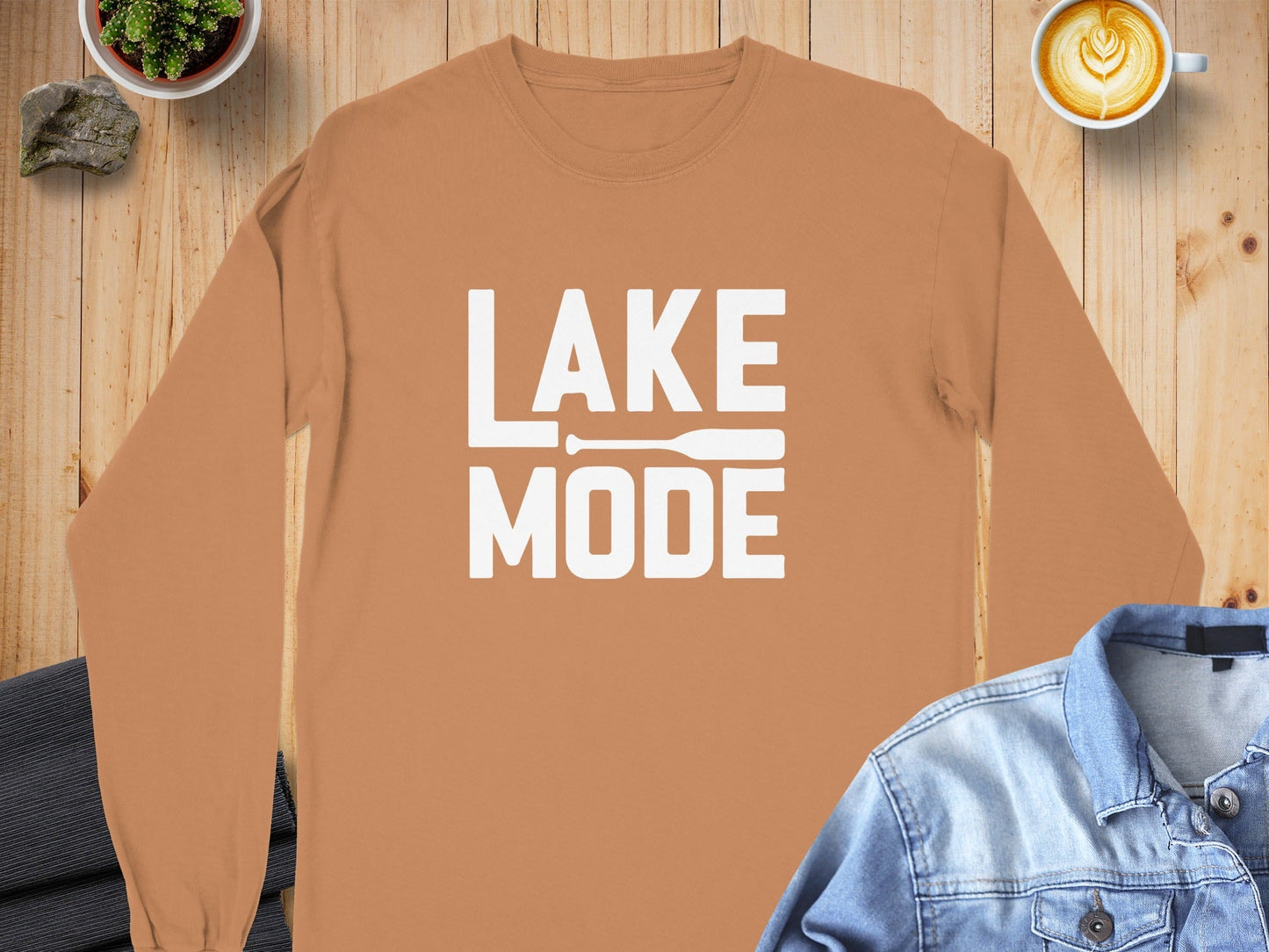 Lake Mode Paddle Graphic for Relaxation Long Sleeve T-Shirt