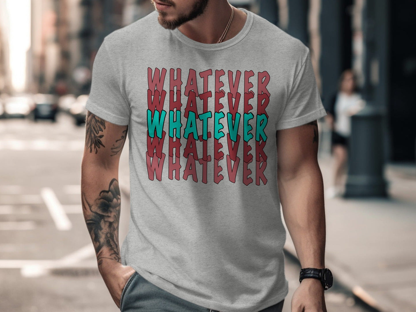 Retro Whatever Text Pattern Aesthetic Cool Attitude T-Shirt