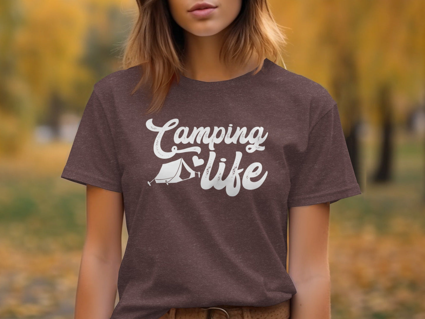 Camping Is Life With Tent And Heart Design T-Shirt