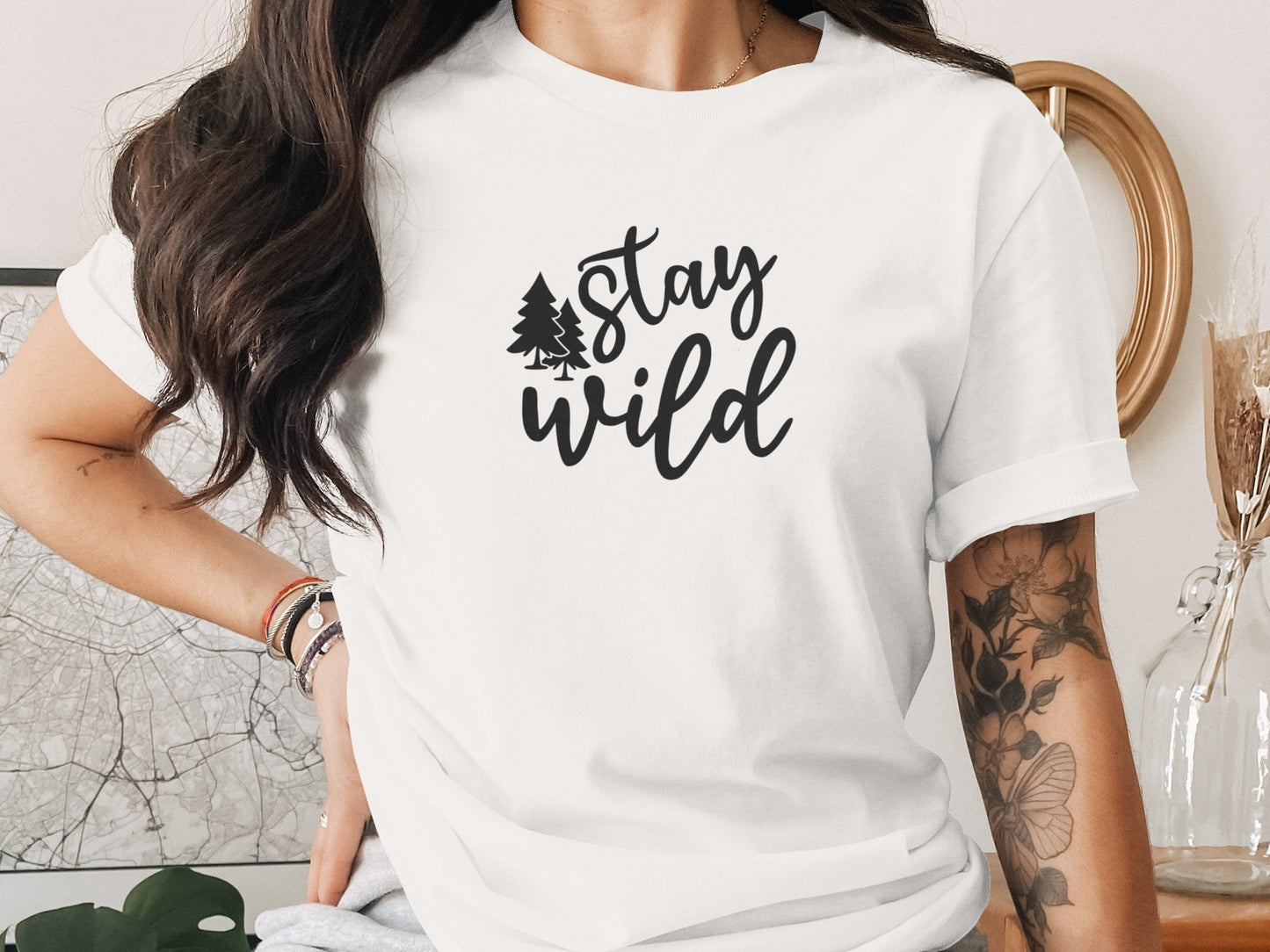 Stay Wild Forest Design Great Outdoors Adventure T-Shirt