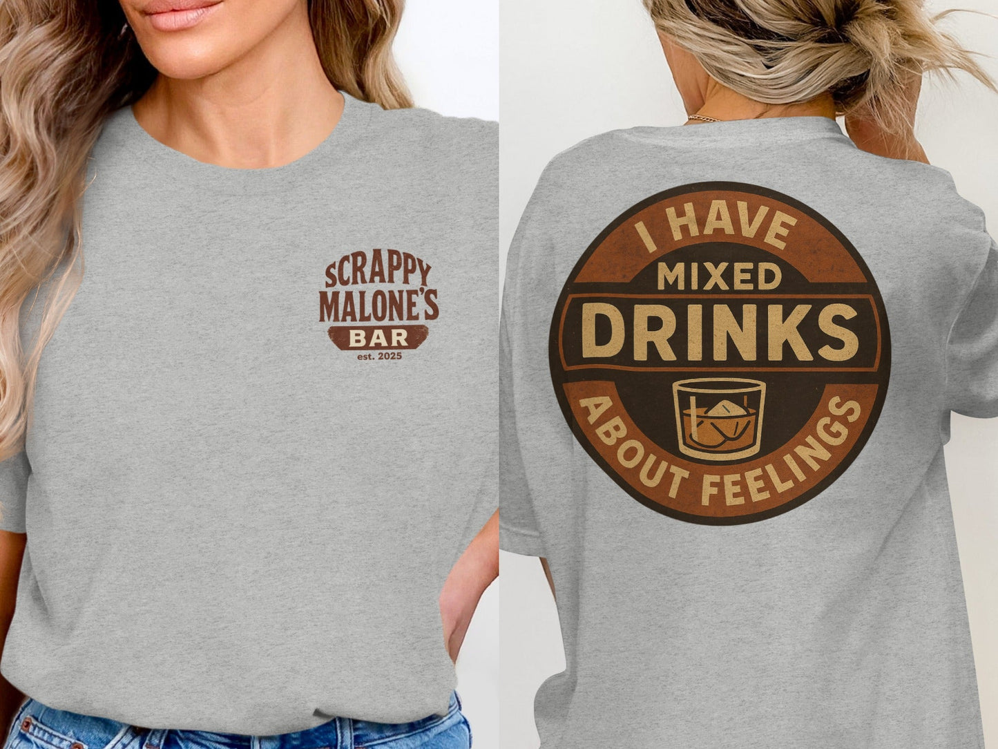 I Have Mixed Drinks About Feelings Retro Design T-Shirt