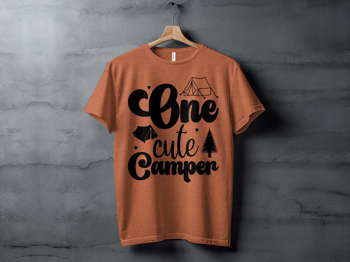 One Cute Camper Tent and Pine Tree Camping Design T-Shirt