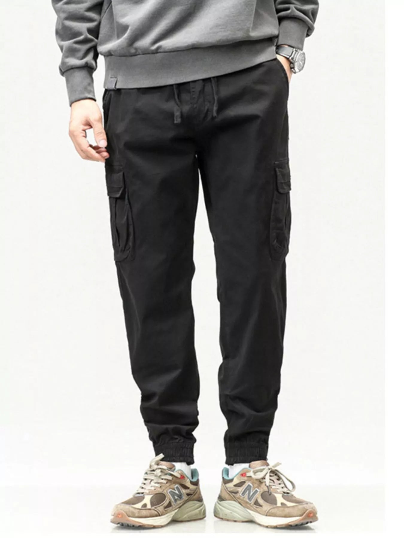 Men's Full Size Casual Cargo Pants with Drawstring Waist Plus Size