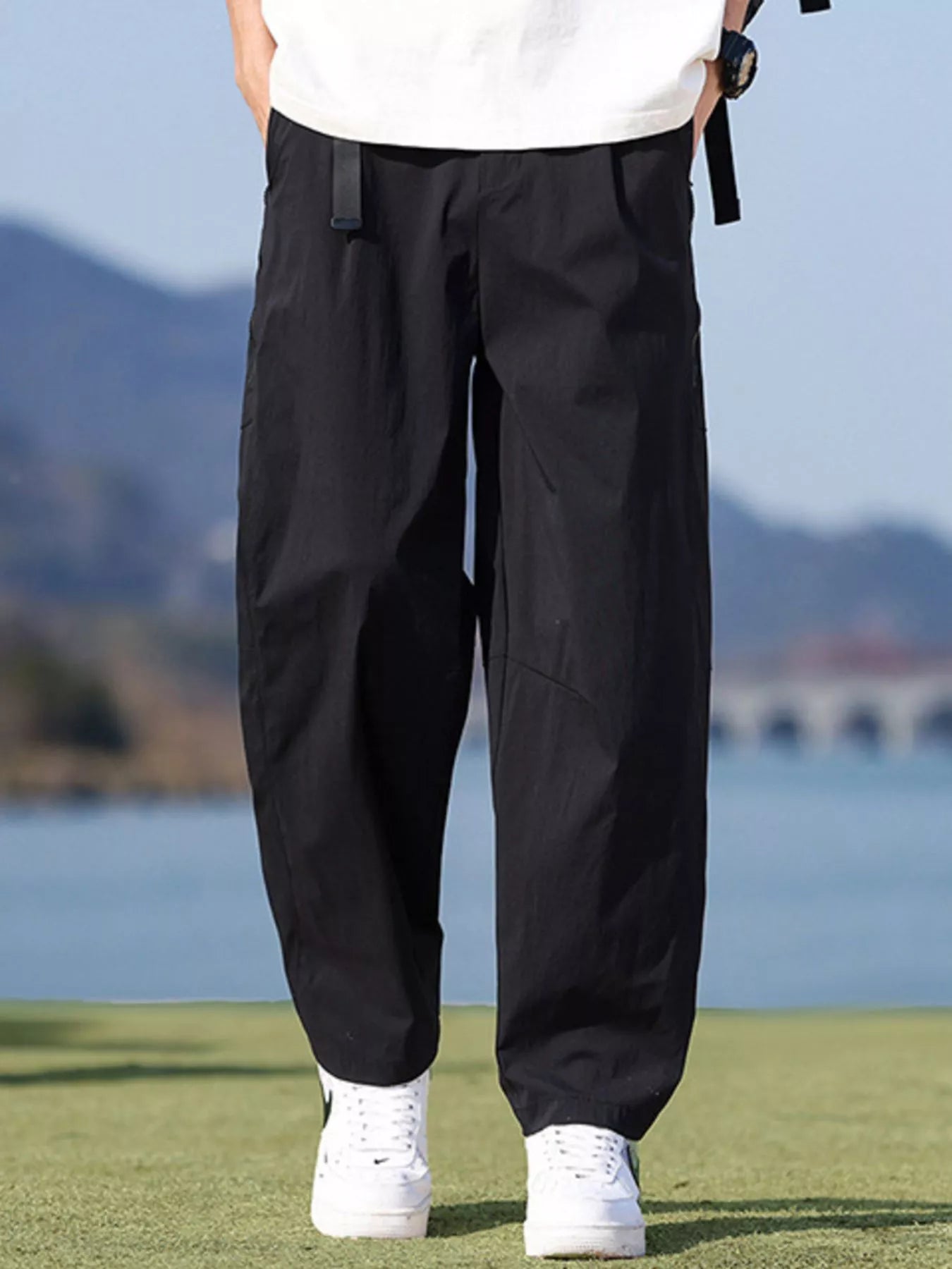Men's Plus Size Casual Loose Fit Wide Leg Pants