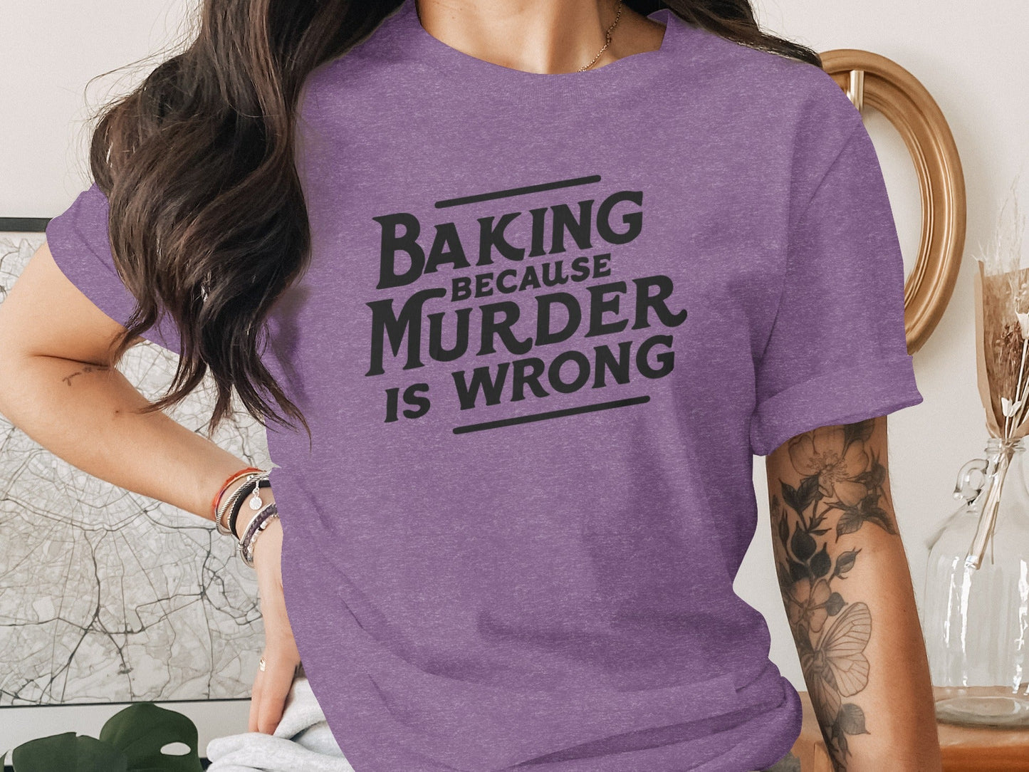 Baking Because Murder Is Wrong Funny Sarcastic Design T-Shirt