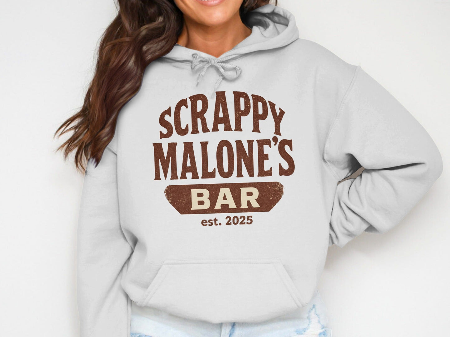 Scrappy Malone's Bar Est 2025 Vintage Style Hoodie - Retro Tavern Design