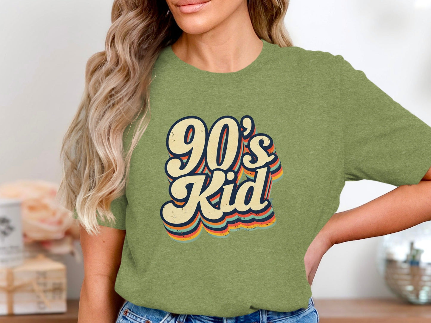 Retro 90s Kid Layered Text Design Trendy Cool Style T-Shirt
