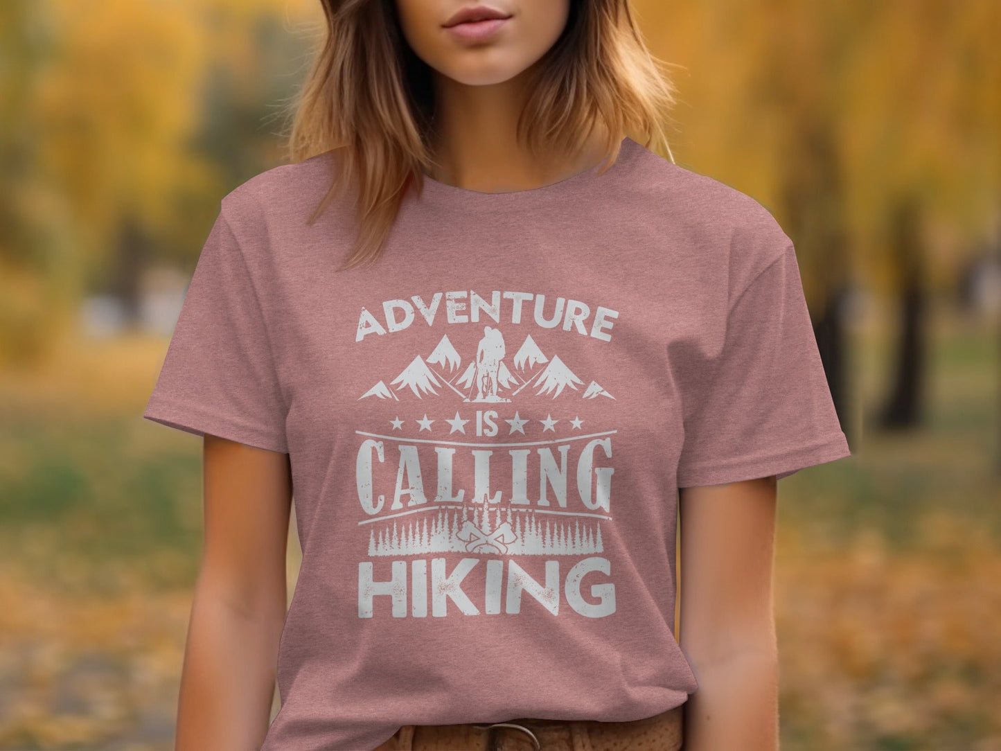 Adventure Is Calling Hiking Graphic Design T-Shirt