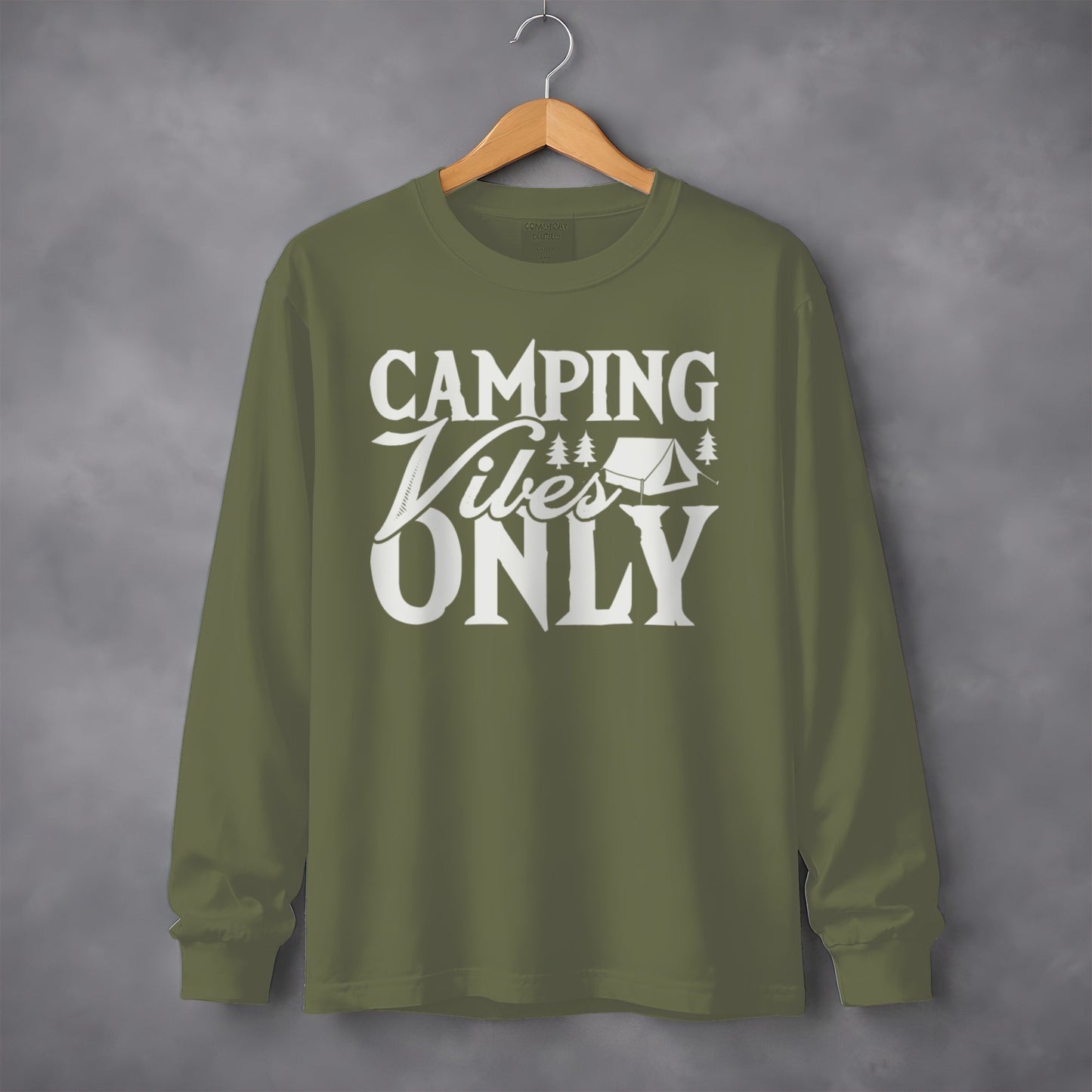 Camping Vibes Only With Tent Graphic Summer Fun Long Sleeve T-Shirt