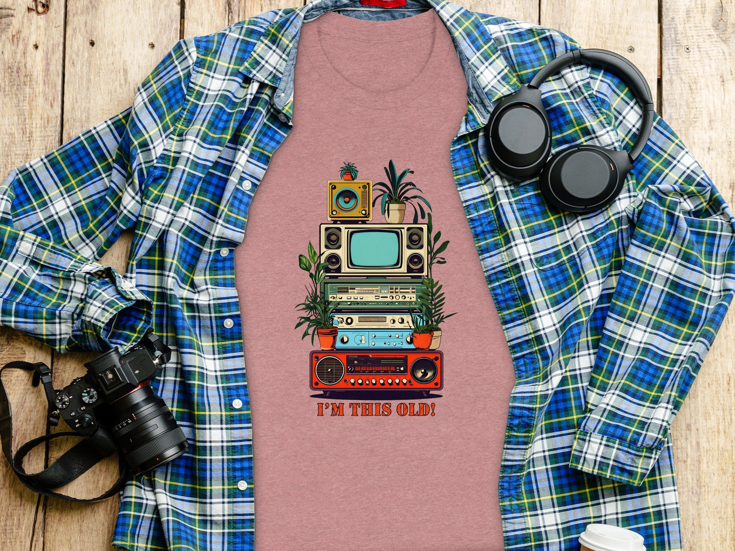 I'm This Old Electronics Tower With Plants Graphic T-Shirt