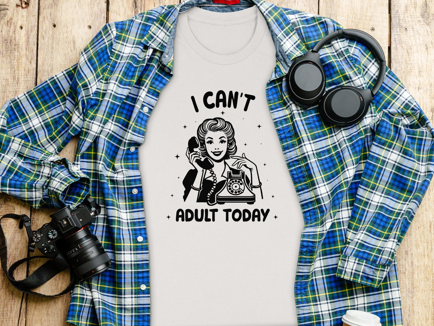 I Can't Adult Today Retro Inspired Graphic Design T-Shirt