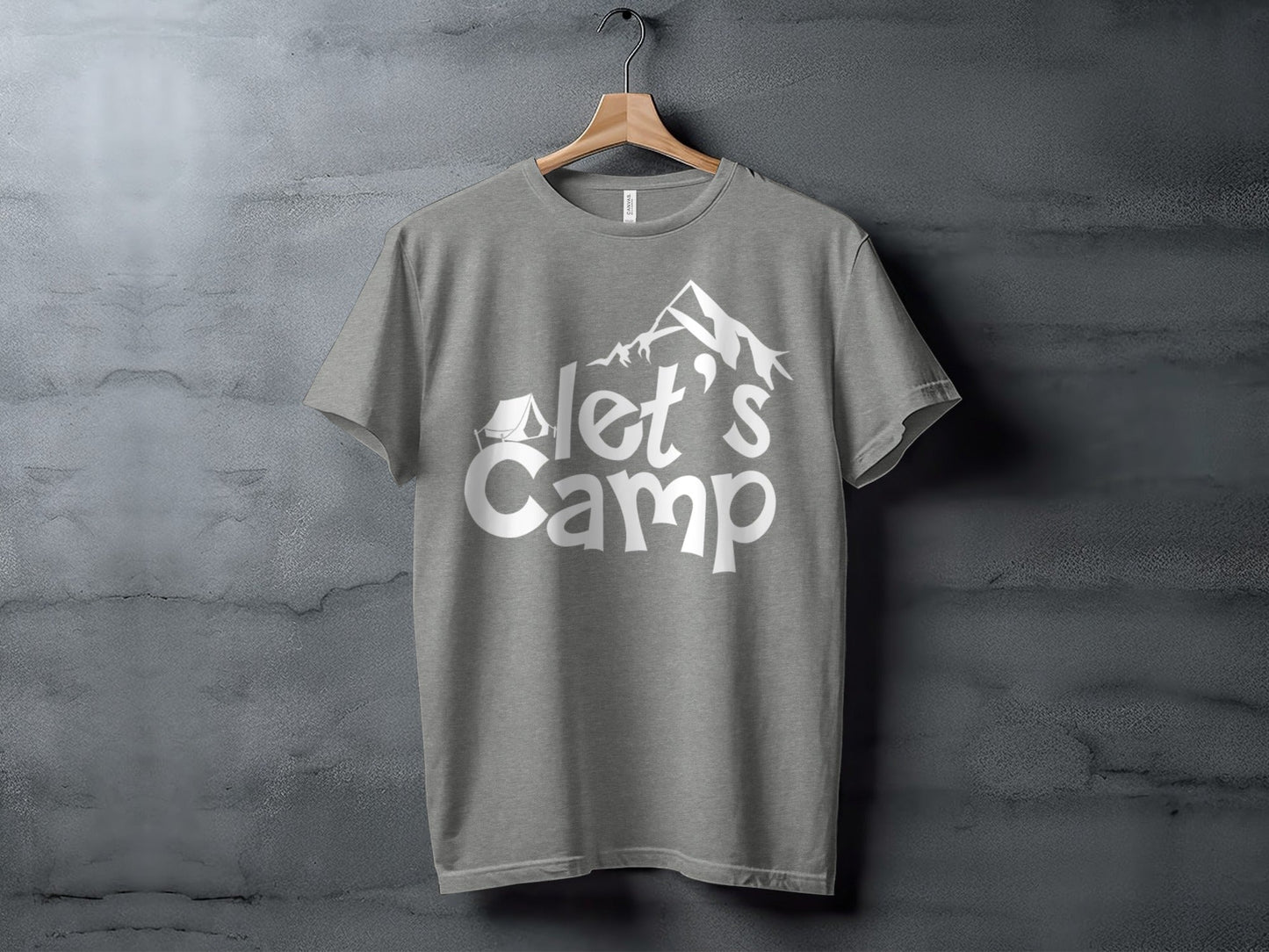 Lets Camp Tent With Mountain T-Shirt