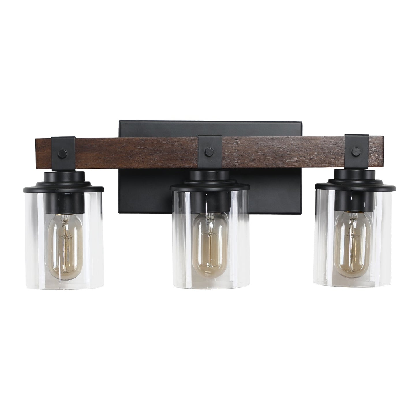 19" Rustic 3-Light Vanity Light, Industrial Bathroom Wall Sconce, Modern Farmhouse Lighting Fixture (No Bulbs)