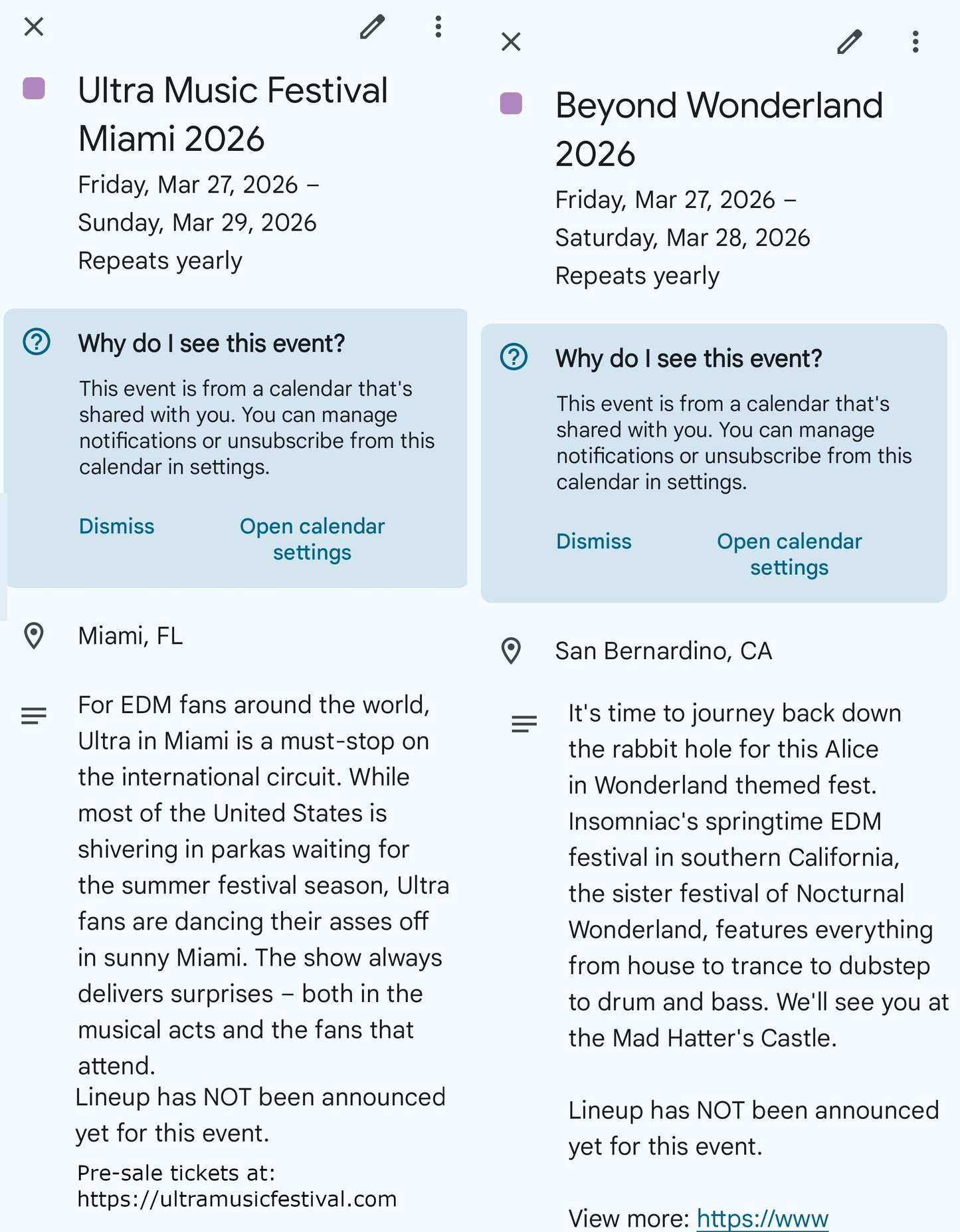 Music Festivals 2026 Calendar & Planner with Digital iCal Sync