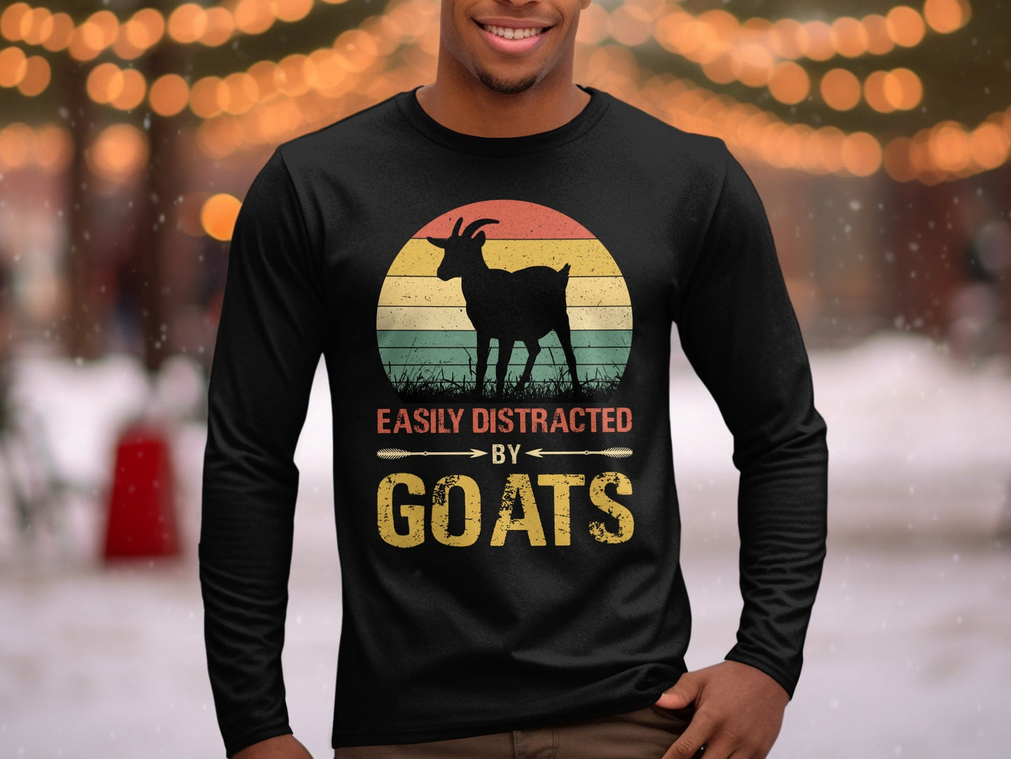 Easily Distracted by Goats Design Graphic T-Shirts Long Sleeve T-shirt