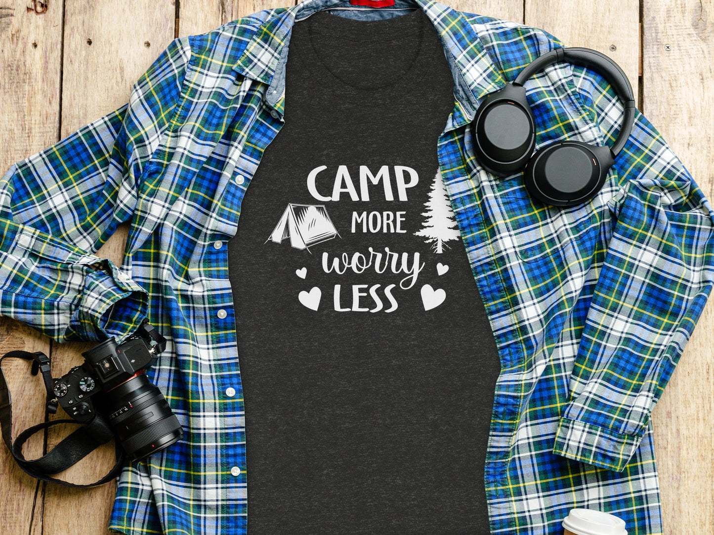 Camp More Worry Less Camping Adventure Graphic T-Shirt