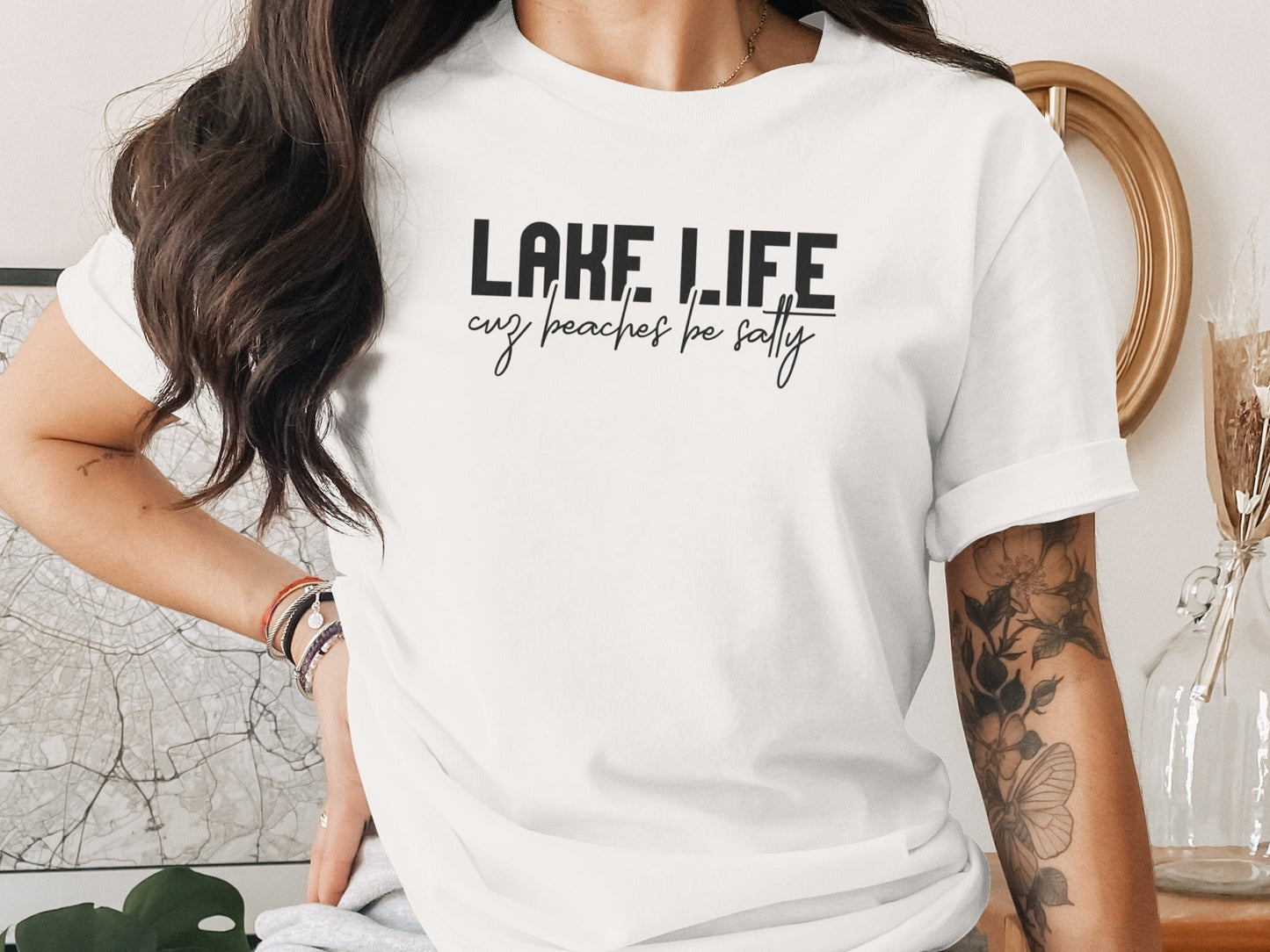 Lake Life Cuz Beaches Be Salty Funny Statement T-Shirt