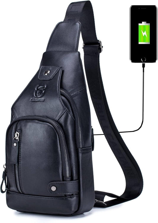 Men's Genuine Leather Sling Bag – Modern Crossbody Carry